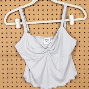Princess Polly Grey Twist Front Lettuce Hem Crop Top Cami US 6